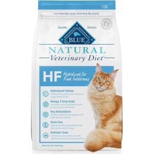 imageBlue Buffalo Natural Veterinary Diet HF Hydrolyzed for Food Intolerance Dry Cat Food Veterinarian Prescription Required Salmon 7lb BagSalmon