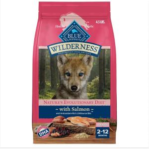 imageBlue Buffalo Wilderness HighProtein Natural Dry Food for Puppies Salmon Recipe 45lb BagSalmon plus Wholesome Grains