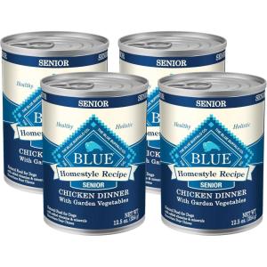 imageBlue Buffalo Homestyle Recipe Senior Wet Dog Food Made with Natural Ingredients Chicken Dinner with Garden Vegetables 125oz Can125 Ounce Pack of 4